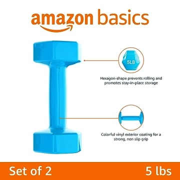 Amazon Basics 5 lb Vinyl Coated Dumbbell Hand Weights Pair