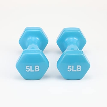 Amazon Basics 5 lb Vinyl Coated Dumbbell Hand Weights Pair