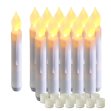 Enchanting Amagic 12 Pcs Flameless LED Taper Candles - Magical Hanging Floating Design