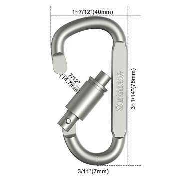 Outmate Premium Aluminum D-Ring Locking Carabiners (Pack of 6) - Lightweight & Durable for Hiking, C...