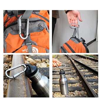 Outmate Premium Aluminum D-Ring Locking Carabiners (Pack of 6) - Lightweight & Durable for Hiking, Camping, Keychains, Dog Leashes & More - NOT for Climbing