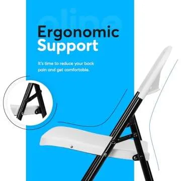Oline Folding Chair, Indoor Outdoor Plastic Commercial Stackable Foldable Guest Chairs for Events Office Wedding Party Picnic Kitchen Dining, 350lb Capacity (White, 1 Pack)