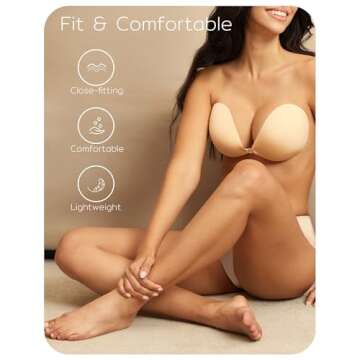 Niidor Adhesive Bra Strapless Sticky Invisible Push up Silicone Bra for Backless Dress with Nipple C...