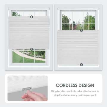 LazBlinds No Tools No Drill Cordless Cellular Shades, Top Down Bottom Up (TDBU) Honeycomb Shades for Home, Blackout Light Blocking Thermal Insulation Blinds for Windows, 21" W x 48" H, Beige