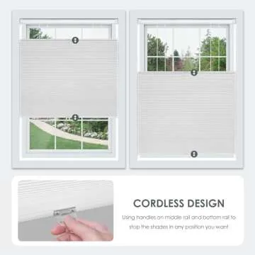 LazBlinds No Tools No Drill Cordless Cellular Shades, Top Down Bottom Up (TDBU) Honeycomb Shades for Home, Blackout Light Blocking Thermal Insulation Blinds for Windows, 21" W x 48" H, Beige