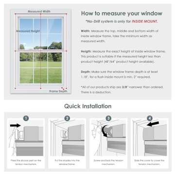 LazBlinds No Tools No Drill Cordless Cellular Shades, Top Down Bottom Up (TDBU) Honeycomb Shades for Home, Blackout Light Blocking Thermal Insulation Blinds for Windows, 21" W x 48" H, Beige