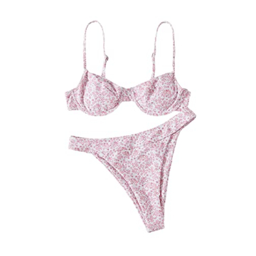 SweatyRocks Women's Sexy Spaghetti Strap Floral Bikini Set