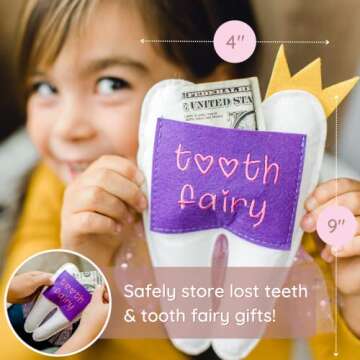 NESTED CHICK Tooth Fairy Pillow for Girls | Tooth Pillow for Tooth Fairy for Girls | Tooth Fairy Gifts for Girls | Toothfairy Pillow for Girls | Tooth Fairy Bag | Tooth Fairy Pouch