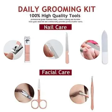 HANTEKAS Manicure Set Nail Clippers Kit 5 Pieces in 1 Stainless Steel Professional Grooming Nail Care Tools Including Nano Glass Nail Shiner Buffer File Gift for Men Husband Boyfriend Parents Women