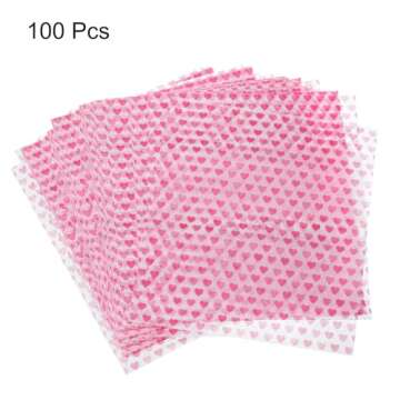 HARFINGTON 100pcs Square Heart Pattern Wax Paper Sheets 9.84" x 8.46" Oil-absorbing Dry Food Wrapping Paper for Sandwich Baking Paper Liners Picnic Basket Bread Hamburger Wrap Kitchen, Red