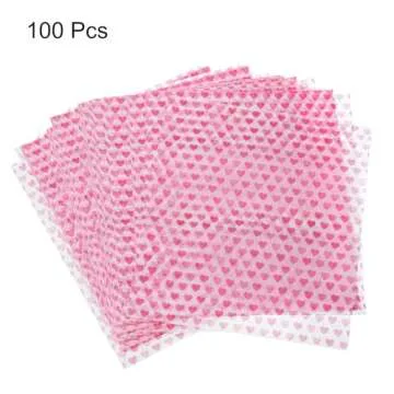 HARFINGTON 100pcs Square Heart Pattern Wax Paper Sheets 9.84" x 8.46" Oil-absorbing Dry Food Wrapping Paper for Sandwich Baking Paper Liners Picnic Basket Bread Hamburger Wrap Kitchen, Red
