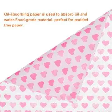 HARFINGTON 100pcs Square Heart Pattern Wax Paper Sheets 9.84" x 8.46" Oil-absorbing Dry Food Wrapping Paper for Sandwich Baking Paper Liners Picnic Basket Bread Hamburger Wrap Kitchen, Red