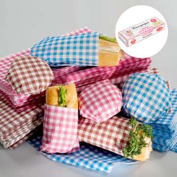 HARFINGTON 100pcs Square Heart Pattern Wax Paper Sheets 9.84" x 8.46" Oil-absorbing Dry Food Wrapping Paper for Sandwich Baking Paper Liners Picnic Basket Bread Hamburger Wrap Kitchen, Red