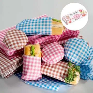 HARFINGTON 100pcs Square Heart Pattern Wax Paper Sheets 9.84" x 8.46" Oil-absorbing Dry Food Wrapping Paper for Sandwich Baking Paper Liners Picnic Basket Bread Hamburger Wrap Kitchen, Red