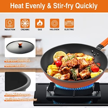 Anyfish 13-Inch Carbon Steel Wok - Nonstick & Versatile