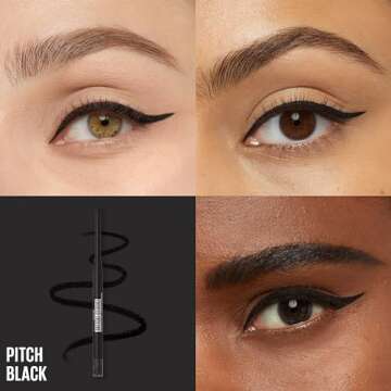 Maybelline Tattoo Studio Automatic Gel Pencil Waterproof Eyeliner, Blendable, Smudge Resistant, Matte Eyeliner For Up To 36HR Wear, Pitch Black (Smokey Black), Packaging May Vary