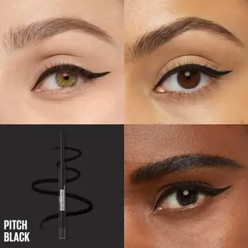 Maybelline Tattoo Studio Automatic Gel Pencil Waterproof Eyeliner, Blendable, Smudge Resistant, Matte Eyeliner For Up To 36HR Wear, Pitch Black (Smokey Black), Packaging May Vary