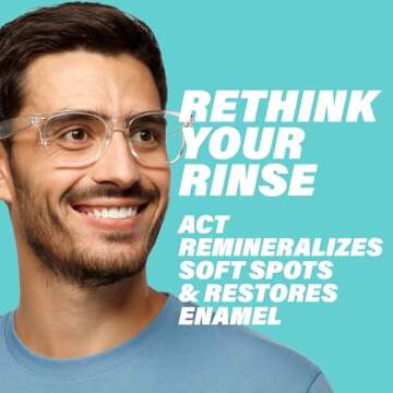 ACT Restoring Zero Alcohol Fluoride Mouthwash 33.8 fl. oz. Strengthens Tooth Enamel, Mint Burst