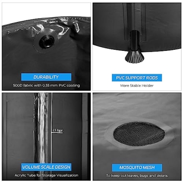 Rain Barrels to Collect Rainwater from Gutter - Portable Water Storage Tank Water Barrel Rainwater Collection System Rain Catcher Include Filter Two Spigots and Overflow Kit (53 Gallon, Black)