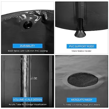 Rain Barrels to Collect Rainwater from Gutter - Portable Water Storage Tank Water Barrel Rainwater Collection System Rain Catcher Include Filter Two Spigots and Overflow Kit (53 Gallon, Black)