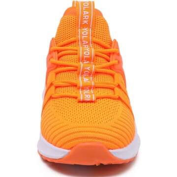 YOLARK Boys Girls Sneakers for Kids Non-Slip Tennis Shoes Fashion Lightweight Breathable Running Sport Athletic(Orange Toddler Size 10)