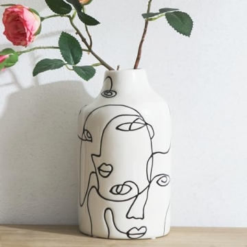 Kimdio Abstract Ceramic Vase, Unique Picasso-style Design for Home Decoration