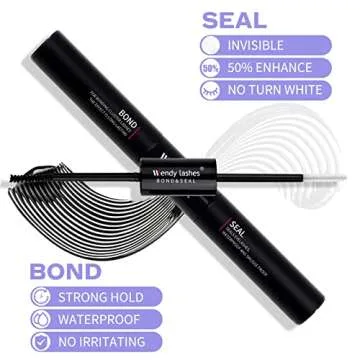 Lash Bond and Seal for Eyelash Cluster: 2 in 1 Glue for Individual Lash Extensions, Strong Hold, for...