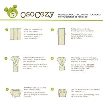 OsoCozy Unbleached Prefold Diapers 6 Pack for Babies