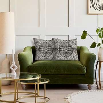 Vibrant Black White Grey Boho Pillow Covers 18x18 Set of 2