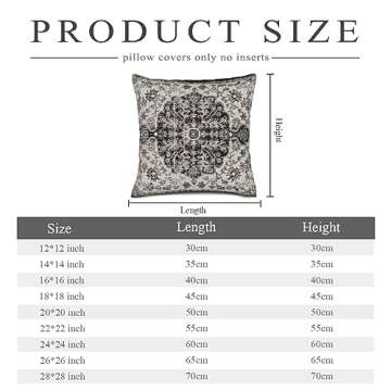 Vibrant Black White Grey Boho Pillow Covers 18x18 Set of 2