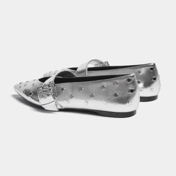 Stylish Yishaweiqi Silver Studs Ballet Flats for Women
