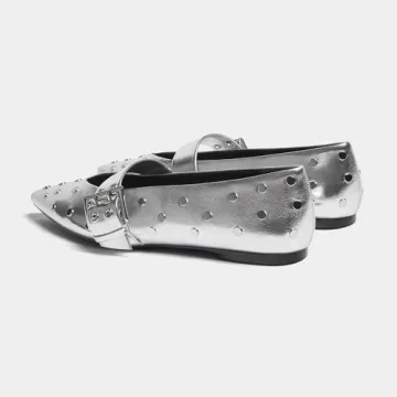 Stylish Yishaweiqi Silver Studs Ballet Flats for Women