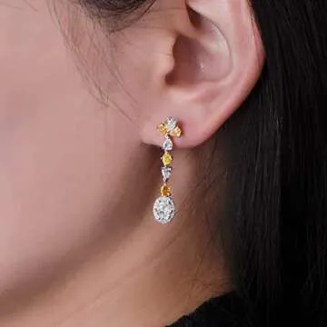 Natural Real Classic Yellow & White Diamond 2.93 Carat Mix Shapes EG Lab Certified Set In 18k White Gold By Astteria Adjustable and Resizable Fine Jewelry Gift for her Rare Unique