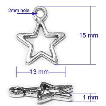 Heather's cf Silver Star Beads 150Pcs Celestial Charm Sun Pendant DIY for Earrings Necklace Bracelet...
