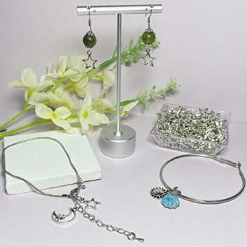 Heather's cf Silver Star Beads 150Pcs Celestial Charm Sun Pendant DIY for Earrings Necklace Bracelet Jewelry Making Pentagram Charms Moon Pendants Crafting