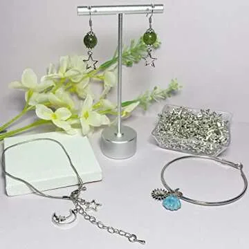 Heather's cf Silver Star Beads 150Pcs Celestial Charm Sun Pendant DIY for Earrings Necklace Bracelet Jewelry Making Pentagram Charms Moon Pendants Crafting