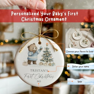 Personalized Baby's First Christmas Ornament 2025 - Unique Keepsake for New Parents and Grandparents