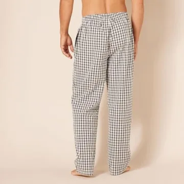 Comfortable Cotton Pajama Pants for Men in Black Grey Plaid