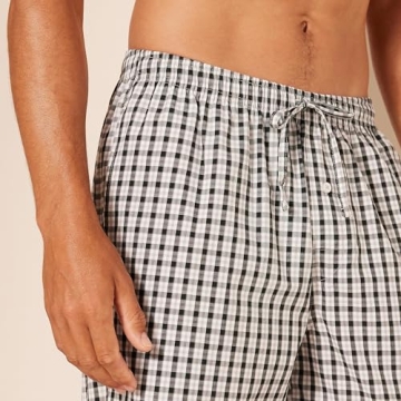 Comfortable Cotton Pajama Pants for Men in Black Grey Plaid