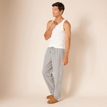 Comfortable Cotton Pajama Pants for Men in Black Grey Plaid