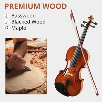 Beginner 4/4 Acoustic Violin Starter Kit for All Ages