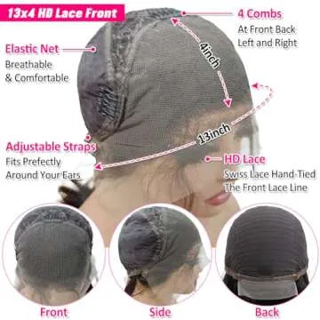 Pizazz 220% Density Deep Wave Lace Front Wigs Human Hair Pre Plucked with Baby Hair Natural Hairline 13x4 Glueless Human Hair Wigs for Black Women Natural Color(26 Inch)