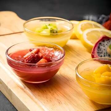 PARBEE 3" Clear Glass Pinch Bowls, 10 Pack 2.5oz Small Prep Dishes Stackable Ingredient Bowls for Sp...