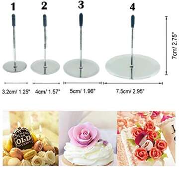 Cake Flower Nail Lifters Set Stainless Steel Baking Tools for Icing Flowers Decoration (White)