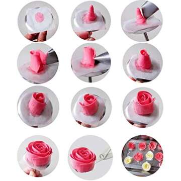 Cake Flower Nail Lifters Set Stainless Steel Baking Tools for Icing Flowers Decoration (White)