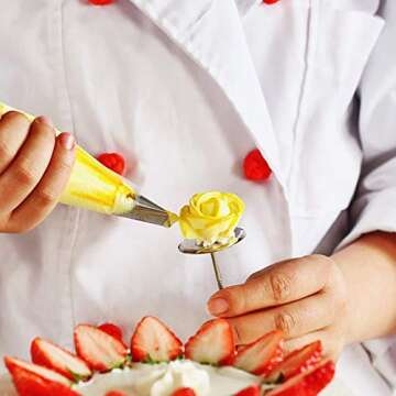 Cake Flower Nail Lifters Set Stainless Steel Baking Tools for Icing Flowers Decoration (White)