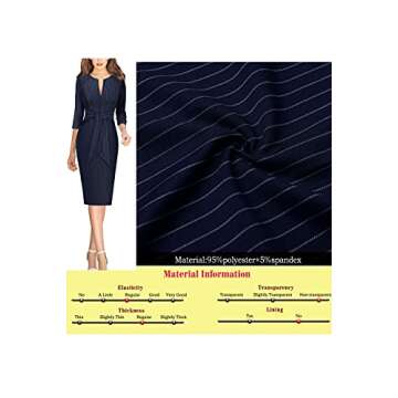 VFSHOW Dark Blue White Striped Bodycon Dress for Work