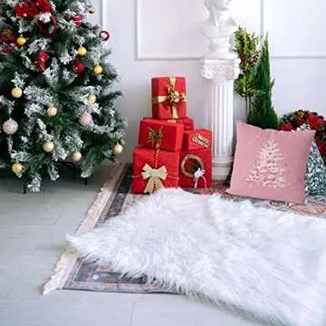 GAGEC Christmas Pillow Covers 18 x 18 Inch Pink Merry Christmas Tree Throw Pillows Winter Pillowcase Home Decor Living Room Cushion Case for Sofa Couch