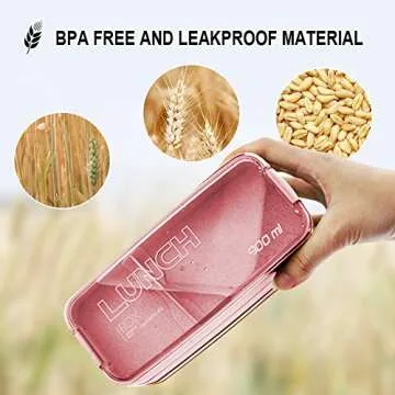 Iteryn Bento Adults Lunch Box, Stackable Bento Box, 3-In-1 Compartment - Wheat Straw, Leakproof Bento Lunch Box Meal Prep Containers