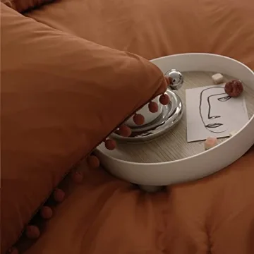 Burnt Orange Pom Poms Pillowcases Set of 2 - King Size